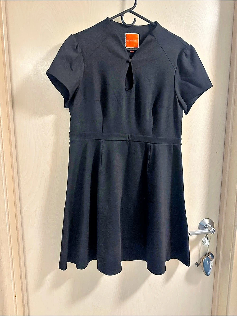 ModCloth High Society Dress Black Midi Dress XL Short Sleeve A-Line